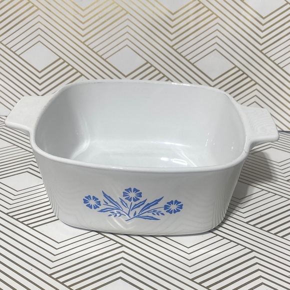 Corningware White Dish with Blue Floral Design - Picture 1 of 6